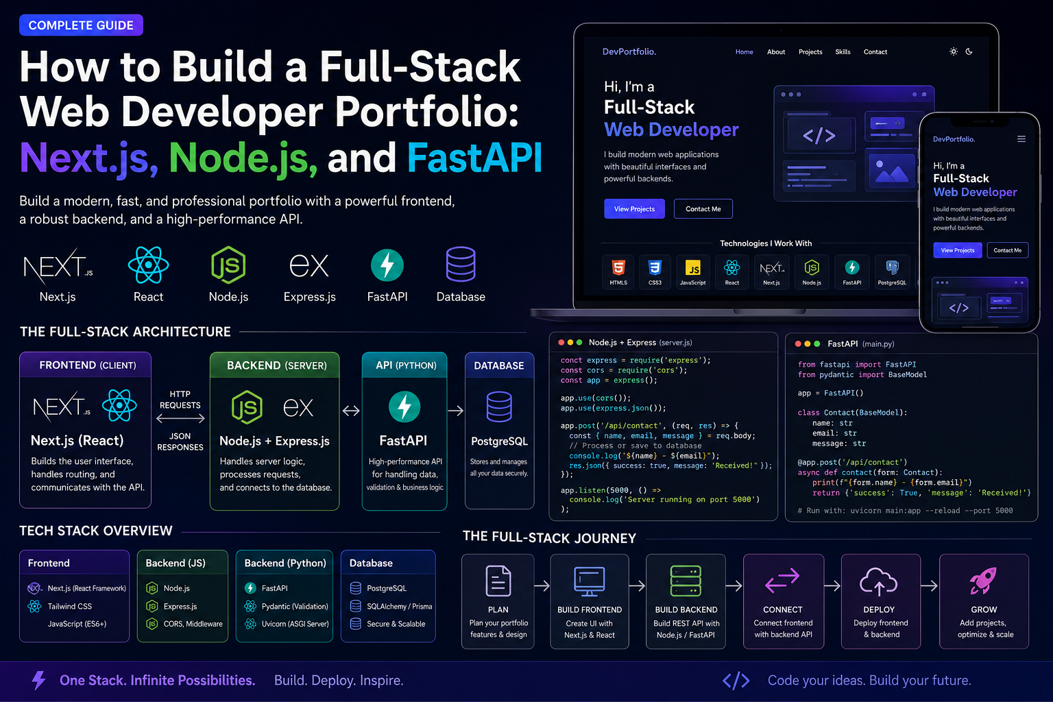 How to Build a Full-Stack Web Developer Portfolio: Next.js, Node.js, and FastAPI 6 How to Build a Full-Stack Web Developer Portfolio using Next.js, Node.js, Express.js, and FastAPI